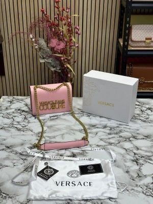 VERSACE JEANS COUTURE SAFFIANO LOCK CROSSBODY BAG WITH OG GIFT BOX & DUST BAG (PINK)
