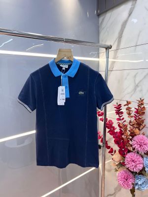 Lacost e Navy Premium Cotton Pique fabric Polo Tshirt with Embroidered Logo and Collar Design 3034