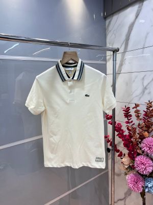 Lacost e Cream Premium Cotton Pique fabric Polo Tshirt with Embroidered Logo and Collar Design 3032