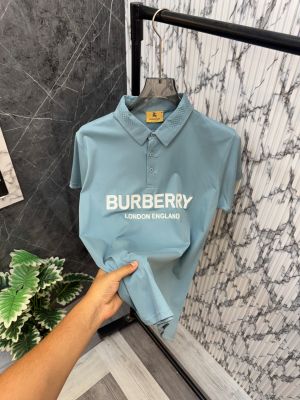 BURBERRY.LONDON.IMPORTED.FRONT.PRINTED.PREMIUM.BRAND.SERIES.COTTON.LYCRA.FABRIC.POLO.NECK.TSHIRT.
