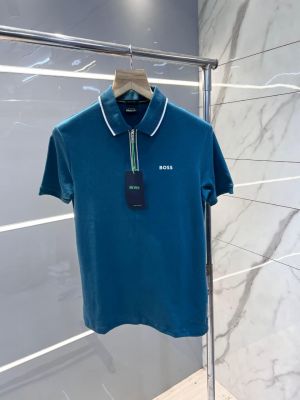 Hugo Bos s Green Premium Polo TShirt with 240 gsm interlock cotton lycra fabric with Emboss Logo 2882