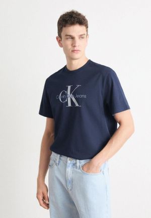Calvin Klei n Blue Premium Imported Round Neck T Shirt with Emboss Printed Logo 2521
