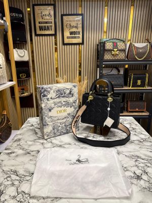 Christian_Dior_Lady_Matte_Finish_Handbag_With_Box_And_Dust_Bag_(Black)