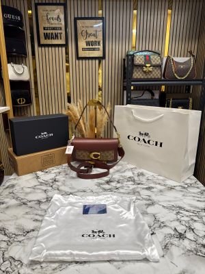 Coac_h Tabby Chain Clutch In Snake-embossed C Logo Shoulder Bag With Double Og Box And Dust Bag Includes Carry Bag (Dark apricot)