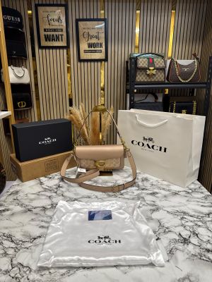 Coac_h Tabby Chain Clutch In Snake-embossed C Logo Shoulder Bag With Double Og Box And Dust Bag Includes Carry Bag (Khaki)