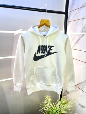 Nik e Imported White Printed Super Premium Hoodie F2975-W1