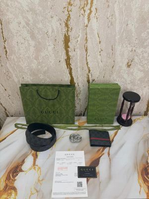 Gucc_i Belt Wallet Combo Pack With Box Dust Bag Including Carry Bag (G64-1 Black)
