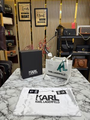 Karl Lagerfeld KSKUARE Embossed Small Tote Bag WHITE 