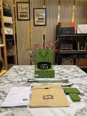 GUCC_I GG Logo Snake Matte Buckle Leather Belt With Box Dust Bag And Carry Bag (17-5)