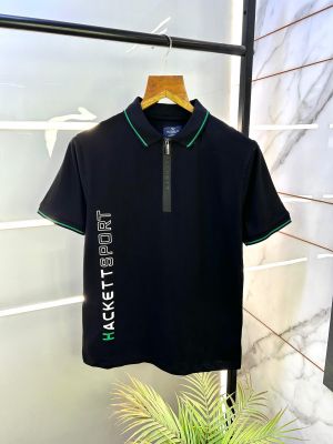 Aston Martin Hacket t Black Polo Premium Collar Neck T-shirt F2898-BL