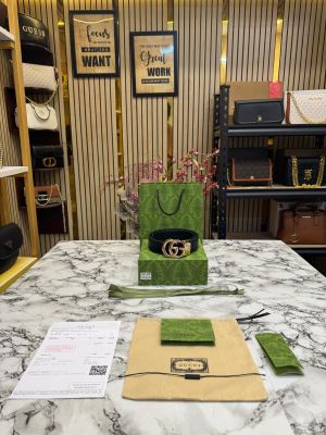 Gucc_i Gold GG Marmont  Embossed Belt With Box Dust Bag And Carry Bag (22-2)