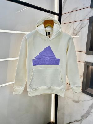 Adida s Imported White Embossed Super Premium Hoodie F1189-WH