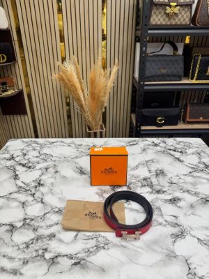 HERMES PREMIUM BELT WITH OG BOX DUST BAG H49-RED