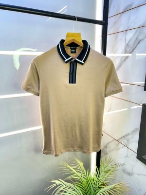 Hugo_Boss Beige Premium Collar Neck Polo T-shirt F2920-BE