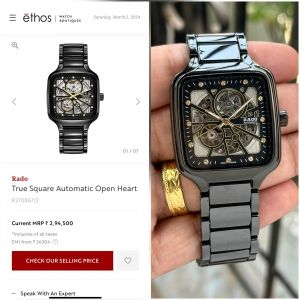 Rad_o True Square Automatic Ceramic Black-Gold Diamond 