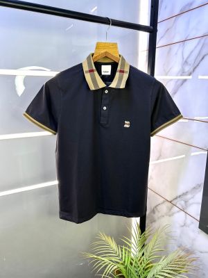 Burberr y Logo Dark Grey Collar Neck Premium Polo T-shirt F2593-DGY