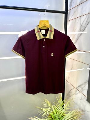 Burberr y Logo Wine Collar Neck Premium Polo T-shirt F2593-WI