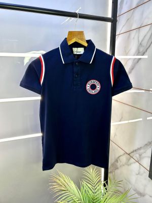 Burberr y Navy Polo Neck Premium Collar T-shirt F2910-NY