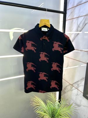 Burberr y Black Polo Neck Premium Collar T-shirt F2910-B2