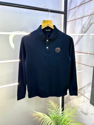 Balmai n Paris Navy Polo Neck Full Sleeves Premium Collar T-shirt F3028-N1