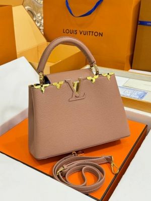 Louis_Vuitton_LV Capucines BB M25404 Premium Quality Leather Bag With OG Box & Dust Bag & Extra Shoulder Strap (Khaki - 995)