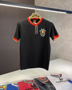 Super Dry Black Premium Embroidery Logo Back Printed Imported T-shirt (820)