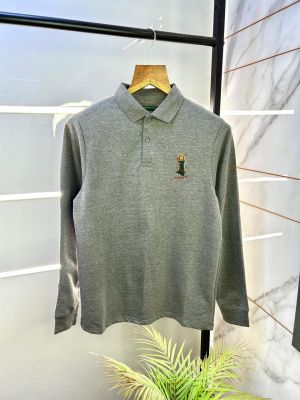 Hacket t Grey Polo Neck Full Sleeves Premium Collar T-shirt F3087-GY