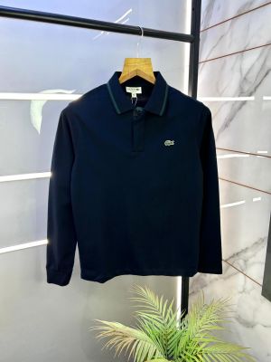 Lacost e Black Polo Neck Full Sleeves Premium Collar T-shirt F3129-B1