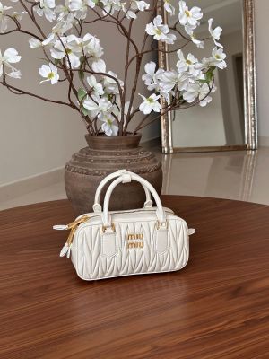 Miu Miu Arcadie White Medium Shoulder Bag With Original Box DustCover Lock Key & Tags