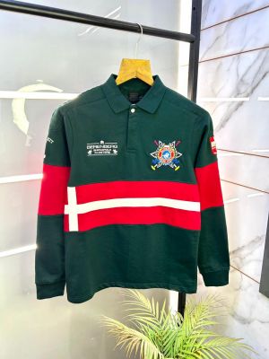 Hacket t Green Polo Neck Back Print Full Sleeves Premium Collar T-shirt F3087-GR