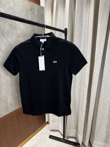 Lacost_e Black Polo Tshirt with Brand collar