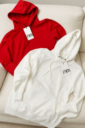 Zar_a Men Red Plain Hoodie 
