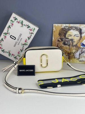 Marc Jacobs Snapshot Crossbody Bag With 2 Belts OG Box & Dust Bag (White Yellow - 152)