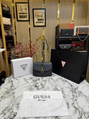 GUESS G JAMES LOGO SHOULDER BAG WITH OG BOX AND DUST BAG PREMIUM QUALITY (BLACK)