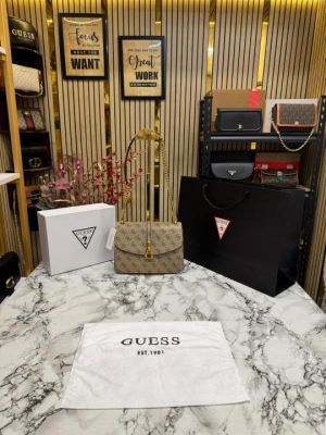 GUESS G JAMES LOGO SHOULDER BAG WITH OG BOX AND DUST BAG PREMIUM QUALITY (KHAKI)