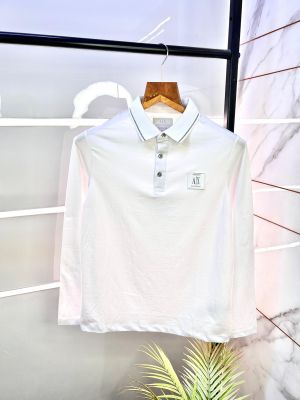 Arman_i Exchange White Full Sleeves Polo Neck Premium Collar T-shirt F2050-WH