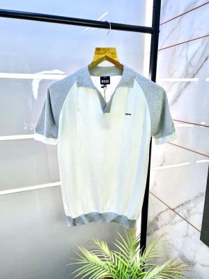 Boss Knitted Polo White Super Premium Collar Neck T-shirt F3132-W1