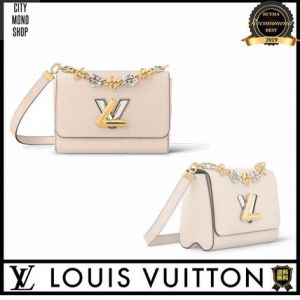 LOUIS_VUITTON TWIST MM EPI LEATHER HANDBAG PREMIUM QUALITY WITH OG DOUBLE BOX INCLUDING CARRY BAG WHITE 