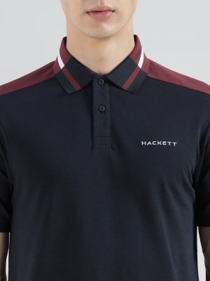 Hacke t Navy Premium 240 gsm interlock compact cotton fabric Polo Tshirt with Collar Design and Emboss Logo 3217