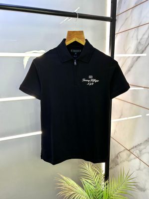 Tommy_Hilfiger Black Polo Premium Collar Neck T-shirt F2927-BL