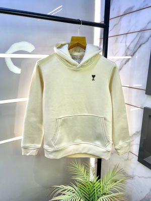 Ami Logo Imported Beige  Super Premium Hoodie F3171-BE