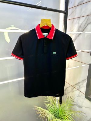 Lacost e Black Polo Premium Collar Neck T-shirt F2900-BL