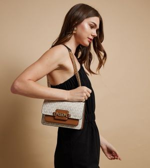 Michael_Kors_MK Heather Shoulder Bag With OG Box & Dust Bag (White - 177)