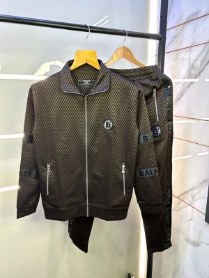 Balmai n Paris Imported Embossed Print Gold Super Premium Track Suit With Brand Carry Bag F2877-GO