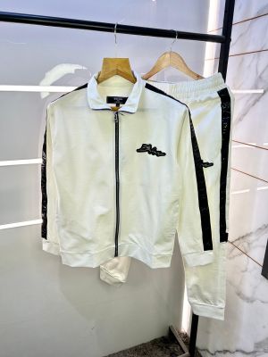 Balmai n Paris White Imported Embossed Print Premium Track Suit Brand Polly Bag Packing F2289-WH