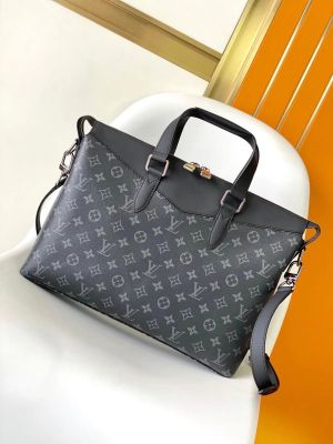 Louis_Vuitton_LV Monogram Briefcase Laptop Bag With Dust Bag (Black Grey - 1153)