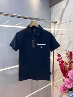 Arman i Exchange Navy Premium Cotton Lycra Pique fabric Polo Tshirt with Emboss Logo and Pocket Style 3118