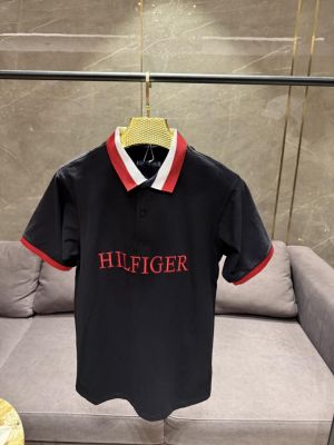 SALE TOMMY HILFIGE_R BLACK PREMIUM FRONT PRINTED POLO