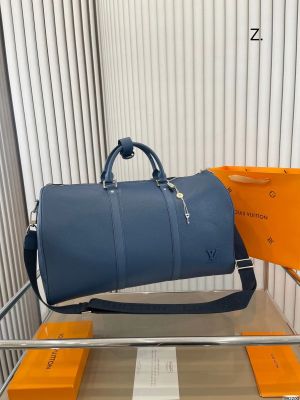 Louis_Vuitton_LV Keepall Bandoulire Premium Unisex Duffle Bag With Dust Bag & Accessories (Blue - 687)