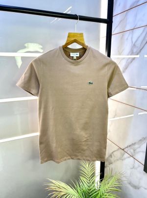 Lacost e Beige Embroidery Logo Round Neck Premium T-shirt F2995-BE